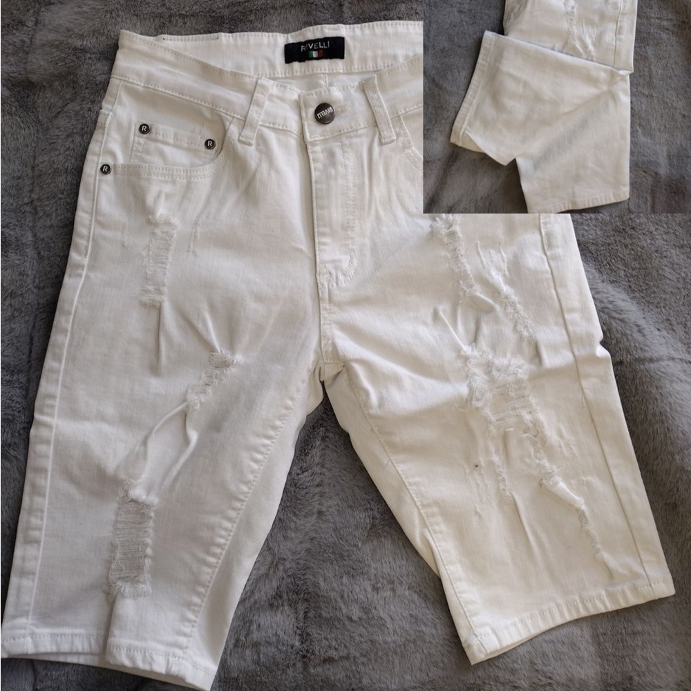 White Ripped Shorts By Focus